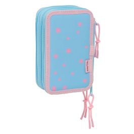 Safta Plumier Triple Stitch "Happy" - Estuche Escolar con 37 Piezas y Accesorios 12,5x19,5x5,5 cm para Niños +3 Años