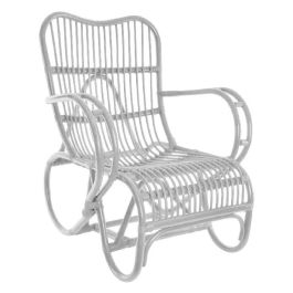 DKD Home Decor Butaca Balines Blanco Ratán Hecho a mano 85 x 85 x 75 cm