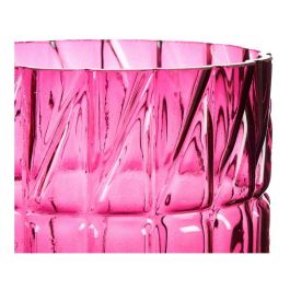 Giftdecor Jarrón de Cristal Tallado Rosa Oscuro 13x26.5x13 cm (6 Unidades)