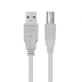 Nanocable 10.01.0102 Cable USB 2.0 para Impresora, Conectores USB A Macho a USB B Macho, 1 metro, Beige