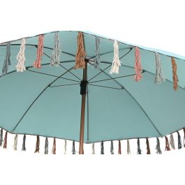 DKD Home Decor Parasol Terraza y Jardín Azul Celeste 180 x 190 x 180 cm con Flecos