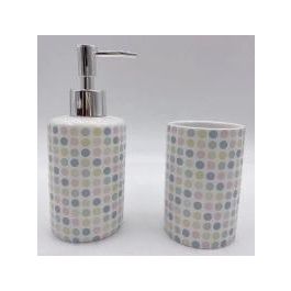 DKD Home Decor Dosificador Moderno Blanco Lila Set de 2, 290ml, de Dolomite y ABS, Colección Dots, 7x17.5x7 cm Precio: 3.9204. SKU: S3025631