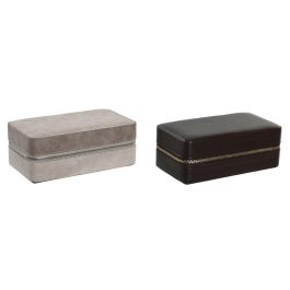 DKD Home Decor Set de 6 Limpia Zapatos Gris Claro y Marron Oscuro 10.5 x 7 x 19.5 cm
