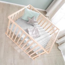 Roba Parque Infantil ROB1691002881237 - 75 x 100 cm - Gris - Colchoneta 'Roba Style' - Ruedas - Madera Natural