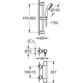 Conjunto de ducha termostática Grohe - tendencia de precisión thm - cromo