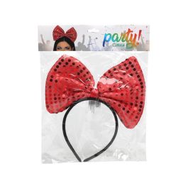 Diadema de lazo rojo con lentejuelas para disfraces y fiestas temáticas