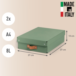 Leitz 61480050 Pack 2 Cajas de Almacenamiento de Cartón Verde Medianas Bajas A4, 8 L - 270x370x100mm