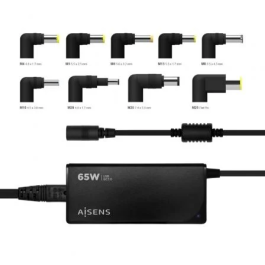 Aisens Cargador Universal Automático 65W para Portátil con 9 Conectores y USB-A QC 3.0