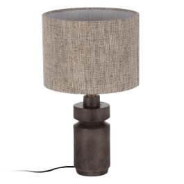 Base Lámpara Mesa Marrón Madera de Mango 12 X 12 X 25 cm