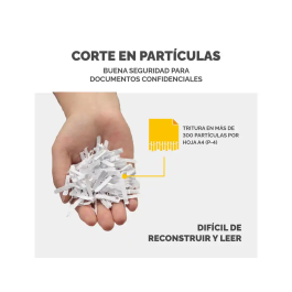Fix Destructora LX65 para Documentos, 10 Hojas, Partículas de 4x40 mm, Seguridad P-4, Destruye Grapas, Clips y Tarjetas