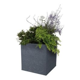 EDA PLASTIQUE Caja de flores cuadrada Graphit Up - 21 L - 29.5 x 29.5 x 29.5 cm - Gris antracita