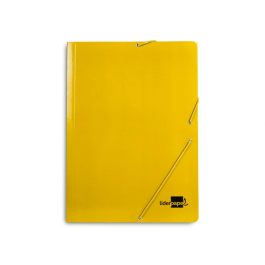 Liderpapel Carpeta Gomas Tres Solapas Cartón Plastificado Folio Color Amarillo