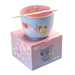 ERIK Bowl Ramen BT21 1400ml con Palillos Bambú y Muescas para Palillos