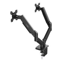 Coolbox Soporte para 2 Monitores Hasta 32 Pulgadas, Acero y Plástico, Negro Mate, Compatibilidad VESA 75x75 y 100x100, Sistema Neumático