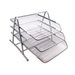 Bandeja Sobremesa Metalica Q-Connect Kf00822 Rejilla Plata 3 Bandejas Movibles 350x278x275 mm