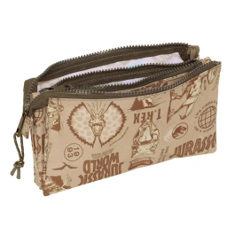 Portatodo Triple Jurassic World Beige 22 x 12 x 3 cm