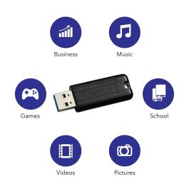 VERBATIM PENDRIVE PINSTRIPE 32GB HIGH SPEED RETRACTIL USB 3.2 NEGRO
