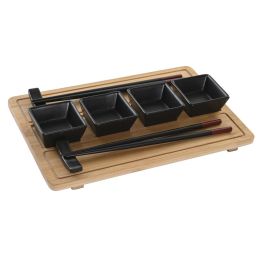 Set de Sushi DKD Home Decor Natural Negro Bambú Gres Oriental Precio: 3.95000023. SKU: B15X2CFVRF