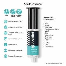 Araldite ARA1697016238490 Adhesivo Epoxi Bicomponente Crystal Transparente 24ml de Alta Resistencia para Montajes Discretos