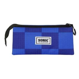 Karactermania Portatodo Ptodo Triple Sight Sonic, Estuche Plano con 3 Compartimentos y Cremallera, Azul, 10x23,5x5 cm