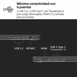 LG Gram 15Z80T-G.AU75B Portátil AMD Ryzen AI 7 350, 16 GB LPDDR5x-SDRAM, 512 GB SSD, Pantalla Full HD 15.6", Windows 11 Home, Negro