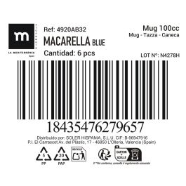 Mug Macarella Blue 100 ml - Inde (48 Unidades) Mug Macarella Blue 100 ml - Inde (48 Unidades)