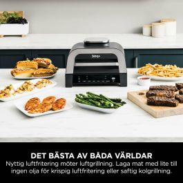 Ninja DG551EU Parrilla y Freidora sin Aceite Max 6 en 1, 1760W, 6 Modos de Cocción, Gris
