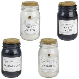 Home Deco Factory Tarro con Vela Mecha Madera Colección Apothicaire 240g Cera Aroma Retro Elegante Bote Cristal 7.8x14cm