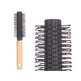 Berilo Cepillo para Cabello Rizo, Mango de Madera, Plástico y Silicona 21x4.5x4.5 cm Color Madera/Negro (24 Unidades)
