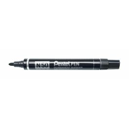 Pentel N50-Ae Marcador Permanente Cuerpo Aluminio Negro Punta Media Cónica -12U-