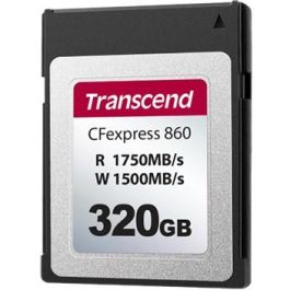 Transcend CFexpress 860 Tarjeta 320GB PCIe Gen3 x2, Velocidad Lectura 1750 MB/s Escritura 1500 MB/s, Negro
