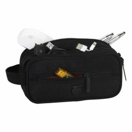 FC Barcelona Bolsa de Accesorios y Cables para Portátil Safta Oficial Negra - Estuche Organizador de Viaje y Escritorio Resistente 21x8x10 cm