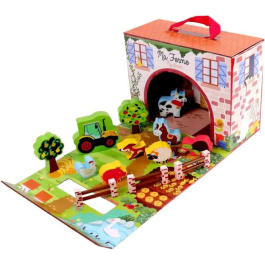 Planete Bois PLA3301040302473 Casita de Juegos de Granja FSC para Niños a Partir de 18 Meses, Juego Infantil de 12 Piezas