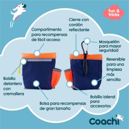 Coachi Train & Treat Bag | Bolsa de Recompensas para Adiestramiento y Paseo de Perros | Azul-Coral, Forro Reversible, Bolsillo Cremallera