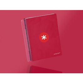 Cuaderno Espiral A5 Micro Antartik Tapa Forrada120H 90 gr Cuadro 5 mm 5 Bandas6 Taladros Color Frambuesa