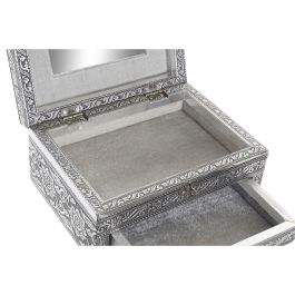 DKD Home Decor Joyero Indio Plateado Natural Madera Aluminio 12.5 x 8.5 x 17.5 cm