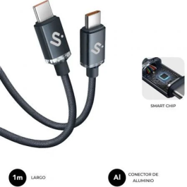 Subblim Cable USB-C a USB-C Optimus 60W, Carga Rápida PD, Nylon Trenzado, 480Mbps, 1m, Negro