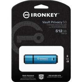 Kingston IronKey Vault Privacy 50 USB 3.2 512GB cifrado AES-256 FIPS 197, 310MB/s lectura, resistente al agua