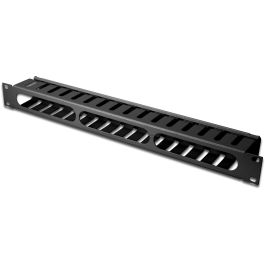 Digitus Panel de Gestión de Cables 1U con Placa Trasera Desmontable, Negro RAL 9005, para Racks 19'' y Servidores, Fácil Instalación