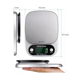 Basic Home Báscula Digital de Cocina 10 kg - Plataforma 21.5x15.5x3 cm (12 Unidades)