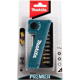 Makita E-03567 Set de Puntas de Torsión, 11 Piezas, PH1/2/3, PZ1/2/3, Torx T15/20/25/30, Hex 1/4"