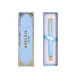 Belius Macaron Bliss Boligrafo Forma Hexagonal Celeste y Dorado Tinta Azul Punta 0.8 mm
