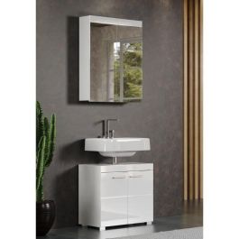 Mueble de baño AMANDA - 2 puertas con espejo - L60 x P17 x H77 cm - Blanco - TRENDTEAM