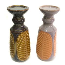 DKD Home Decor Portavela de Gres Colección Asgard Ambiente Alpino, diseño Hoja, Marrón Naranja, 11x11x28 cm (Pack 4 Unidades) Precio: 20.3643. SKU: B19FK4YK5N