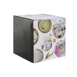 DKD Home Decor Vajilla Moderna de Porcelana en Tonos Azul y Verde con Patrón de Hojas - Set de 18 Piezas (27x27x3 cm)