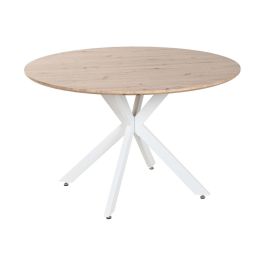 Mesa de Comedor Home ESPRIT Blanco Marrón Hierro Madera MDF 120 x 120 x 75 cm Mesa de Comedor Home ESPRIT Blanco Marrón Hierro Madera MDF 120 x 120 x 75 cm
