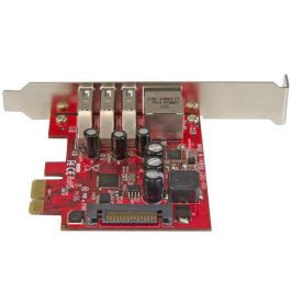 StarTech.com PEXUSB3S3 Tarjeta de Red Ethernet Gigabit y Hub USB 3.0 de 3 Puertos PCIe 2.0 Perfil Bajo