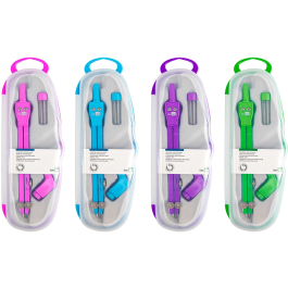 Liderpapel Compás Articulado con Adaptador Universal, Minas 2mm, Estuche Incluido, Colores Surtidos, Longitud 14cm