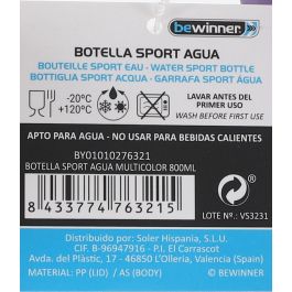 Bewinner Botella Sport Agua Multicolor 800Ml con Dimensiones 9.3cm Ancho x 21.1cm Alto x 11.5cm Largo