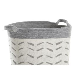 DKD Home Decor Cesta Basicos Gris Blanco Algodon Set de 3 Piezas 35 x 40 x 35 cm
